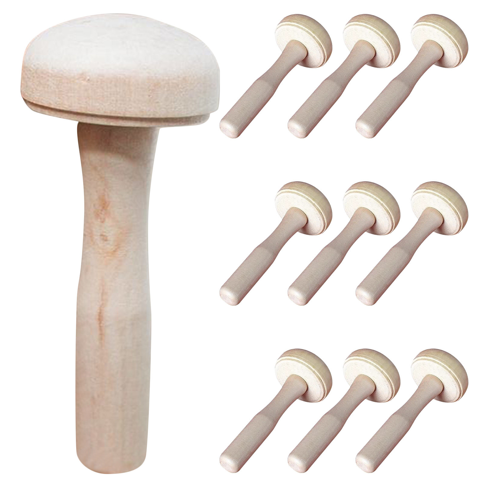 10Pcs Children Wooden Mushroom - Tools Workshop Kids 评论和价格