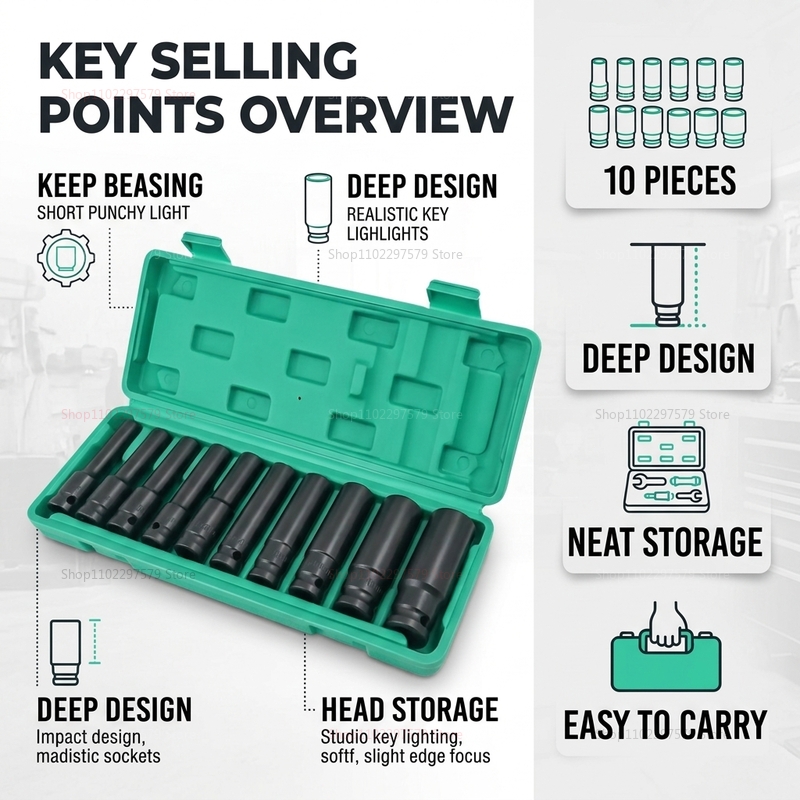10pcs Socket Wrench Set 8-24mm - Tools For Motorcycle Workshop 评论和价格